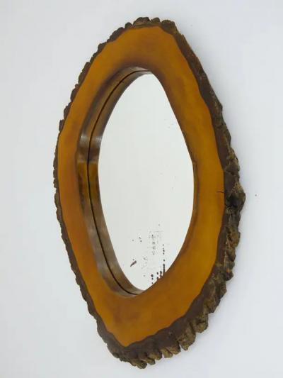 Carl Aub ck Carl Aubock Style Modernist Walnut Tree Trunk Wall Mirror Austria 1950s