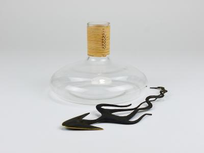 Carl Aub ck Carl Aubock Vase Decanter Tuberkulinkolben Raffia Wicker Top Austria 1950s