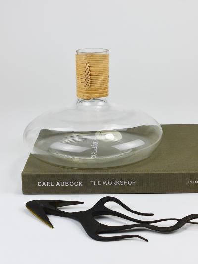 Carl Aub ck Carl Aubock Vase Decanter Tuberkulinkolben Raffia Wicker Top Austria 1950s