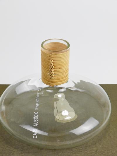 Carl Aub ck Carl Aubock Vase Decanter Tuberkulinkolben Raffia Wicker Top Austria 1950s