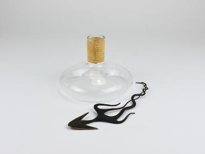 Carl Aub ck Carl Aubock Vase Decanter Tuberkulinkolben Raffia Wicker Top Austria 1950s