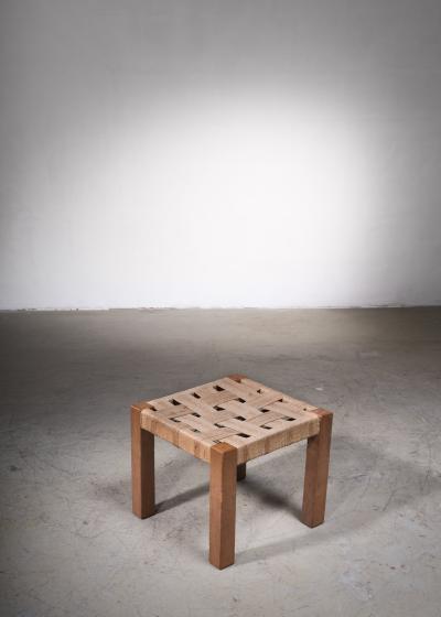 Carl Aub ck Carl Aubock rare wood and straw stool