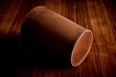 Carl Aub ck Fine vintage Carl Aub ck Leather and Brass waste paper basket Austria 1950s