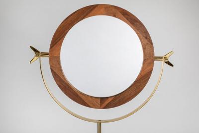 Carl Aub ck Large Carl Aub ck 4959 Brass and Walnut Floor Mirror