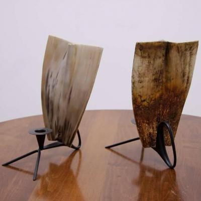 Carl Aub ck Pair of Carl Aubock Candlestick Hornscreens