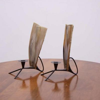 Carl Aub ck Pair of Carl Aubock Candlestick Hornscreens