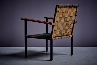 Carl Aub ck Rare Armchair and ottoman with walnut armrests by Carl Aub ck