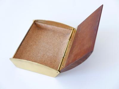 Carl Aub ck Rare Mid Century Modern Teak Cork Brass Box by Carl Aub ck Austria 1950s