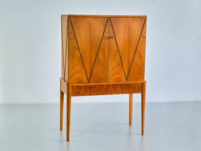 Carl Axel Acking Carl Axel Acking Attributed Cabinet in Elm Oak and Brass SMF Bodafors 1940s