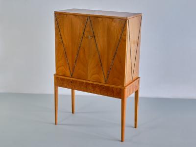 Carl Axel Acking Carl Axel Acking Attributed Cabinet in Elm Oak and Brass SMF Bodafors 1940s