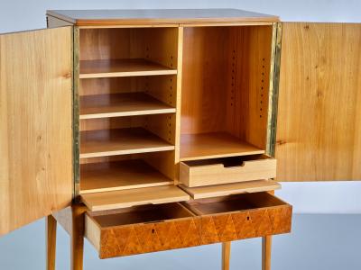 Carl Axel Acking Carl Axel Acking Attributed Cabinet in Elm Oak and Brass SMF Bodafors 1940s