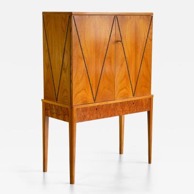 Carl Axel Acking Carl Axel Acking Attributed Cabinet in Elm Oak and Brass SMF Bodafors 1940s