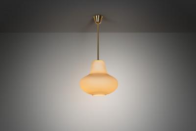 Carl Axel Acking Carl Axel Acking Opal Glass Hanging Lamp for ASEA Sweden ca 1940s