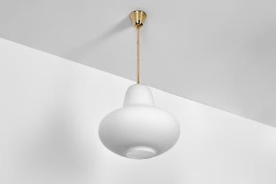 Carl Axel Acking Carl Axel Acking Opal Glass Hanging Lamp for ASEA Sweden ca 1940s