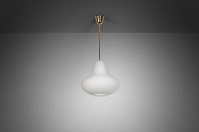 Carl Axel Acking Carl Axel Acking Opal Glass Hanging Lamp for ASEA Sweden ca 1940s