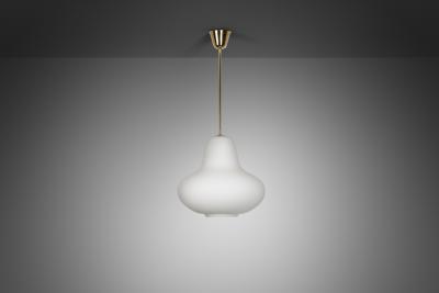 Carl Axel Acking Carl Axel Acking Opal Glass Hanging Lamp for ASEA Sweden ca 1940s