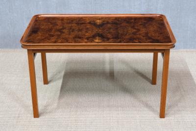 Carl Axel Acking Carl Axel Acking Walnut Burl and Mahogany Table Hjalmar Jackson Sweden 1930s
