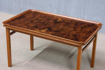 Carl Axel Acking Carl Axel Acking Walnut Burl and Mahogany Table Hjalmar Jackson Sweden 1930s