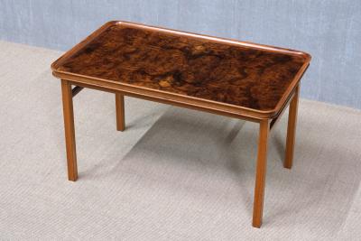 Carl Axel Acking Carl Axel Acking Walnut Burl and Mahogany Table Hjalmar Jackson Sweden 1930s