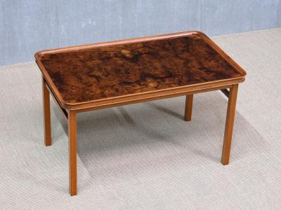 Carl Axel Acking Carl Axel Acking Walnut Burl and Mahogany Table Hjalmar Jackson Sweden 1930s