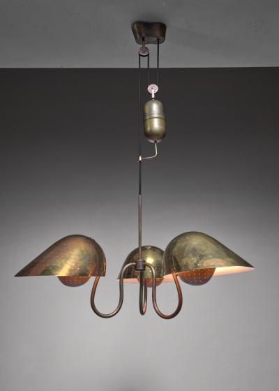 Carl Axel Acking Carl Axel Acking chandelier with counterweight Sweden 1940s