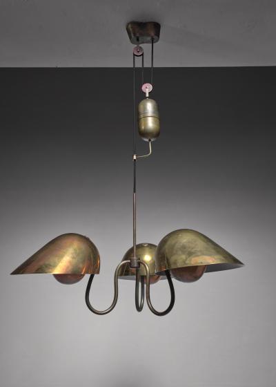 Carl Axel Acking Carl Axel Acking chandelier with counterweight Sweden 1940s