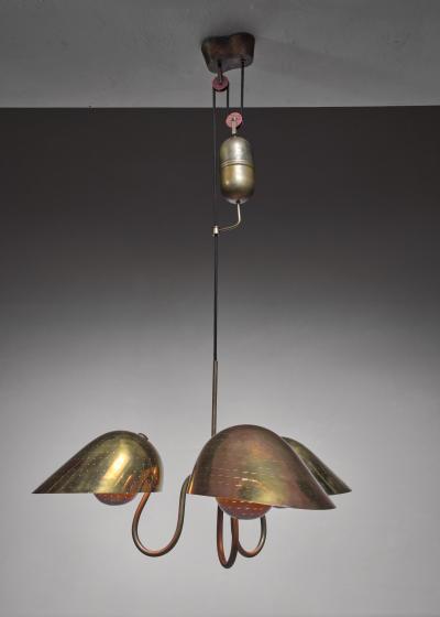Carl Axel Acking Carl Axel Acking chandelier with counterweight Sweden 1940s