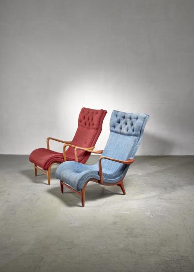 Carl Cederholm Carl Cederholm pair of easy chairs Sweden 1940s
