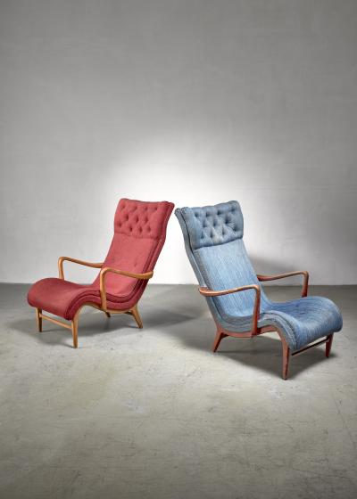 Carl Cederholm Carl Cederholm pair of easy chairs Sweden 1940s