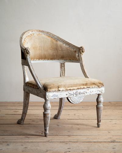 Carl Christoffer Gjorwell 19th Century Gustavian Barrel Back Armchair