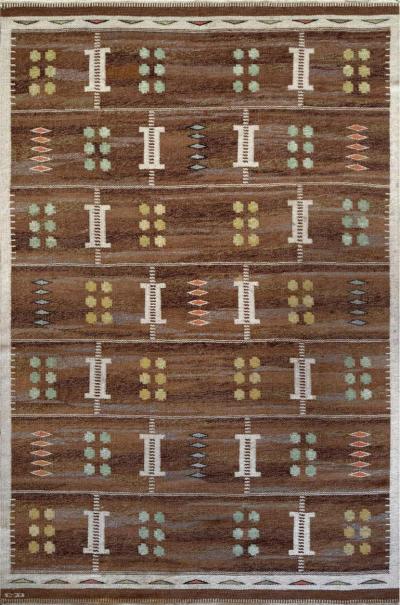 Carl Dagel Handwoven Signed Swedish Flatweave Rug