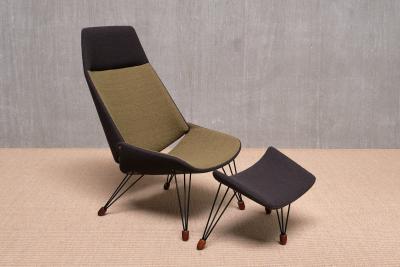 Carl Edward Matthes Sculptural Carl Edward Matthes Bicolor Lounge Chair with Footrest Denmark 1956