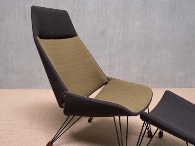 Carl Edward Matthes Sculptural Carl Edward Matthes Bicolor Lounge Chair with Footrest Denmark 1956