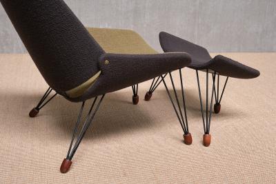 Carl Edward Matthes Sculptural Carl Edward Matthes Bicolor Lounge Chair with Footrest Denmark 1956