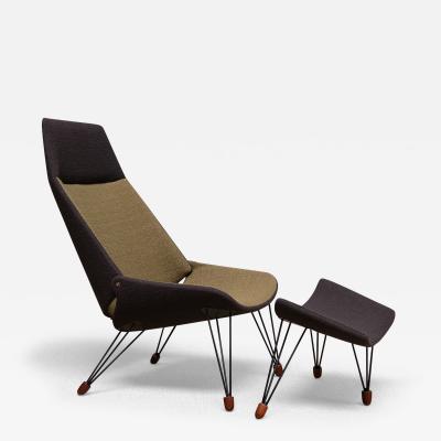 Carl Edward Matthes Sculptural Carl Edward Matthes Bicolor Lounge Chair with Footrest Denmark 1956