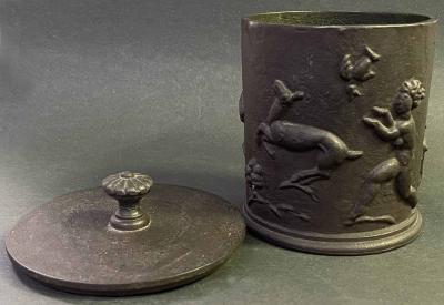 Carl Elmberg Hunter in Paradise Art Deco Iron Humidor 