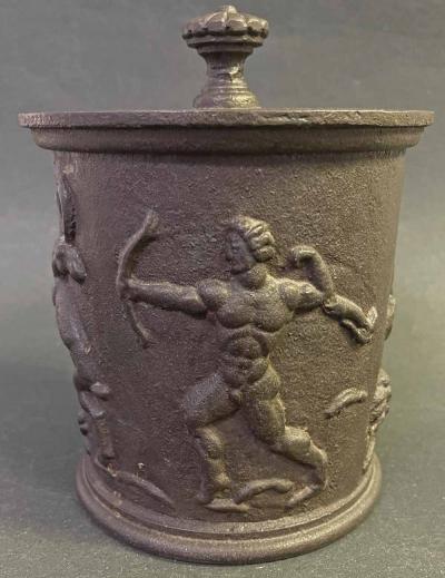 Carl Elmberg Hunter in Paradise Art Deco Iron Humidor 