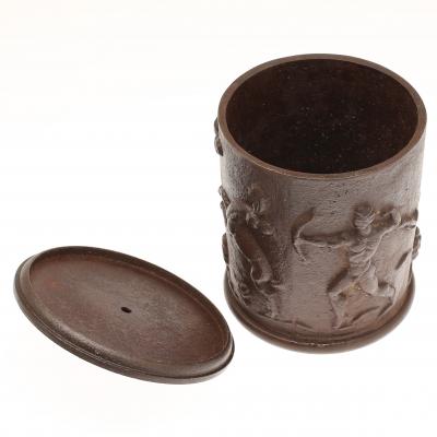 Carl Elmberg Lidded Jar with Hunting Scenes by Carl Elmberg for Nafvequarns Bruk