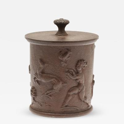 Carl Elmberg Lidded Jar with Hunting Scenes by Carl Elmberg for Nafvequarns Bruk