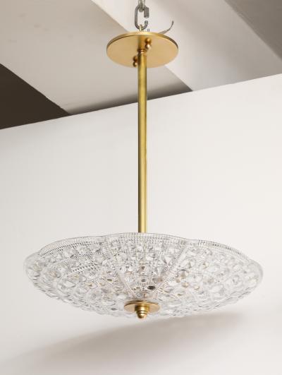 Carl Fagerlund 1950s Crystal and Brass Chandelier by Carl Fagerlund for orrefors