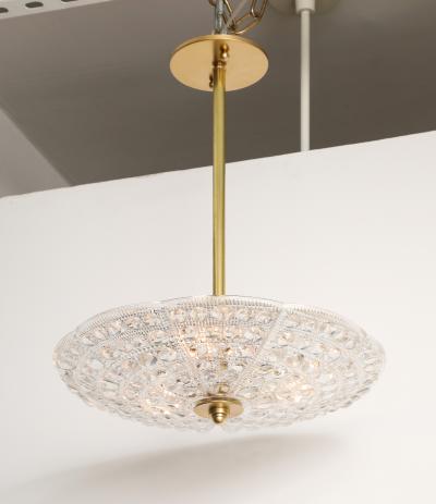 Carl Fagerlund 1950s Crystal and Brass Chandelier by Carl Fagerlund for orrefors