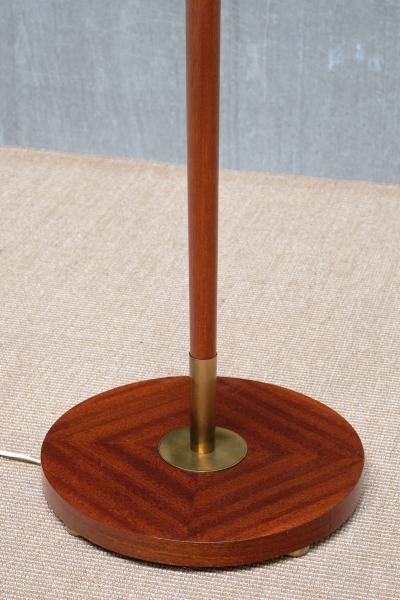 Carl Fagerlund Carl Fagerlund Floor Lamp in Mahogany Brass and Glass Orrefors Sweden 1950s