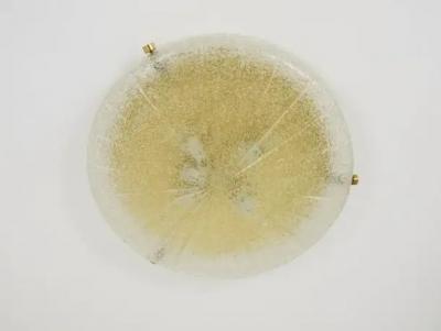 Carl Fagerlund Carl Fagerlund Orrefors Textured Glass Brass Flush Mount Sweden 1950s