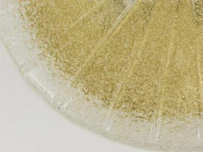 Carl Fagerlund Carl Fagerlund Orrefors Textured Glass Brass Flush Mount Sweden 1950s