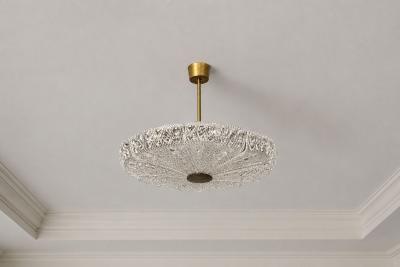 Carl Fagerlund Carl Fagerlund Pendant Light Textured Glass Brass Sweden 1960s