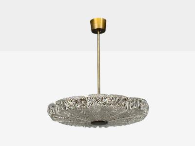 Carl Fagerlund Carl Fagerlund Pendant Light Textured Glass Brass Sweden 1960s