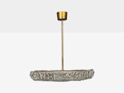 Carl Fagerlund Carl Fagerlund Pendant Light Textured Glass Brass Sweden 1960s
