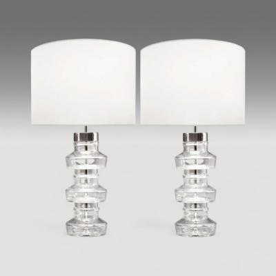 Carl Fagerlund Carl Fagerlund Swedish Modern Nickel Glass Table Lamps Sweden 1960s