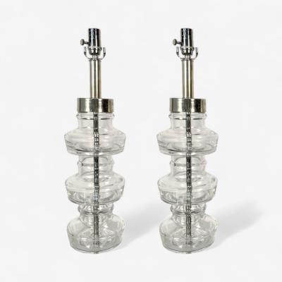 Carl Fagerlund Carl Fagerlund Swedish Modern Nickel Glass Table Lamps Sweden 1960s