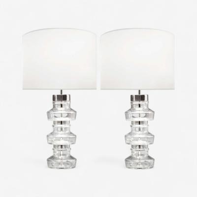 Carl Fagerlund Carl Fagerlund Swedish Modern Nickel Glass Table Lamps Sweden 1960s
